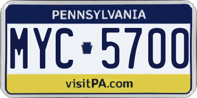 PA license plate MYC5700