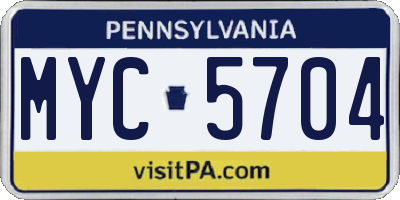 PA license plate MYC5704