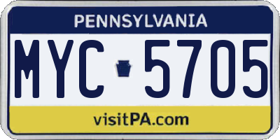 PA license plate MYC5705