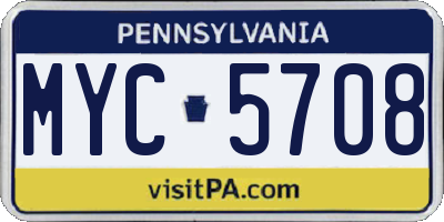 PA license plate MYC5708