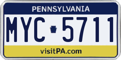 PA license plate MYC5711