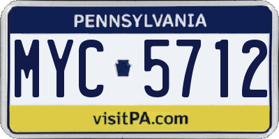PA license plate MYC5712