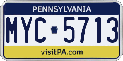 PA license plate MYC5713