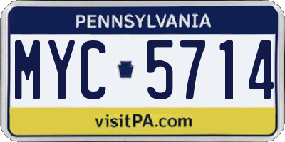 PA license plate MYC5714