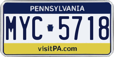 PA license plate MYC5718