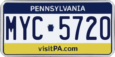 PA license plate MYC5720