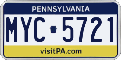 PA license plate MYC5721