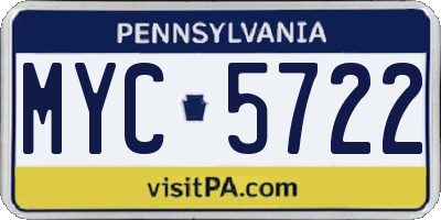 PA license plate MYC5722