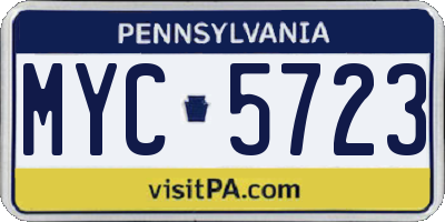 PA license plate MYC5723