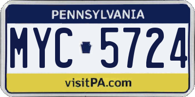 PA license plate MYC5724