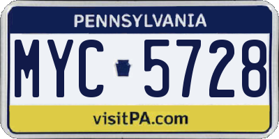 PA license plate MYC5728