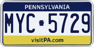PA license plate MYC5729