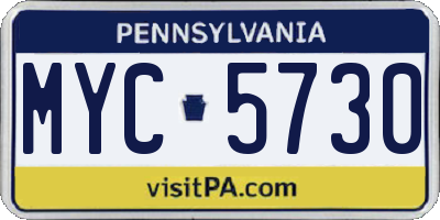 PA license plate MYC5730