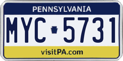 PA license plate MYC5731