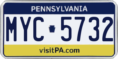 PA license plate MYC5732