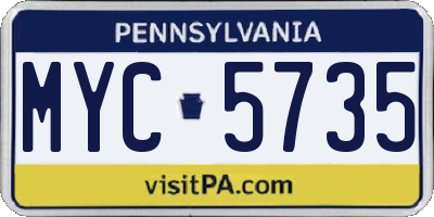 PA license plate MYC5735