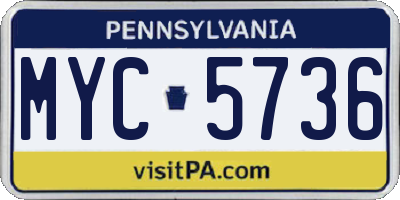 PA license plate MYC5736