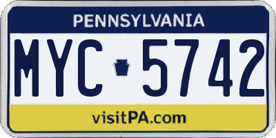 PA license plate MYC5742