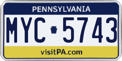 PA license plate MYC5743