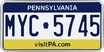 PA license plate MYC5745