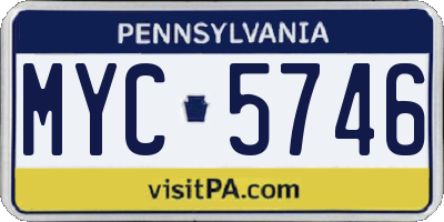 PA license plate MYC5746