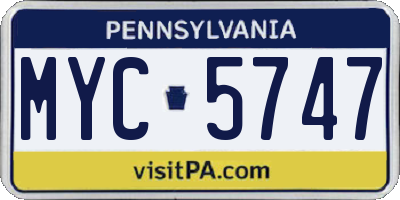 PA license plate MYC5747