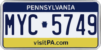 PA license plate MYC5749