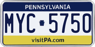 PA license plate MYC5750