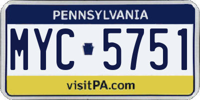 PA license plate MYC5751