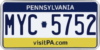 PA license plate MYC5752