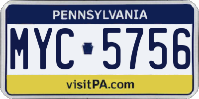PA license plate MYC5756