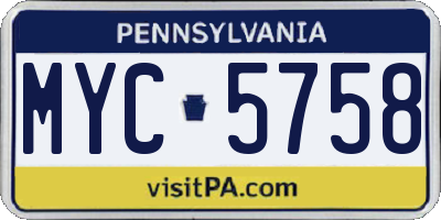 PA license plate MYC5758