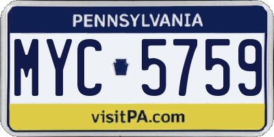 PA license plate MYC5759