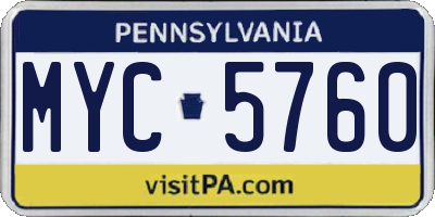PA license plate MYC5760