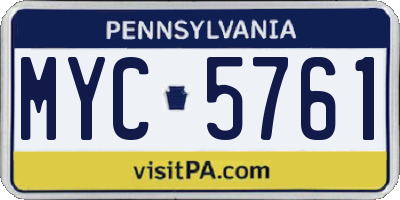 PA license plate MYC5761