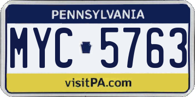 PA license plate MYC5763
