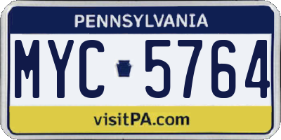 PA license plate MYC5764