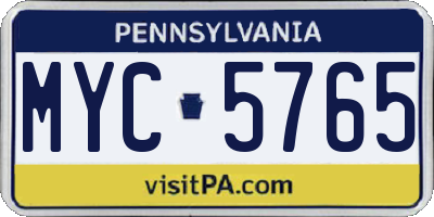 PA license plate MYC5765