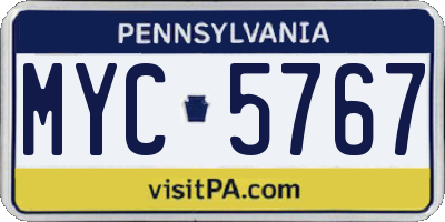 PA license plate MYC5767