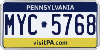 PA license plate MYC5768