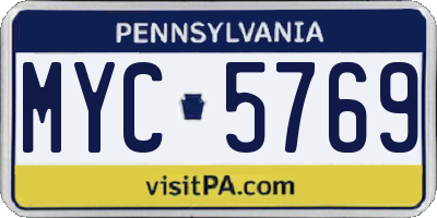 PA license plate MYC5769