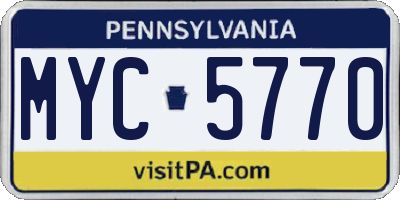 PA license plate MYC5770