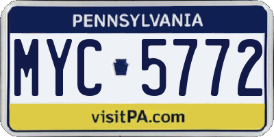 PA license plate MYC5772