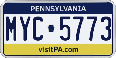 PA license plate MYC5773