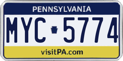 PA license plate MYC5774