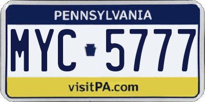 PA license plate MYC5777