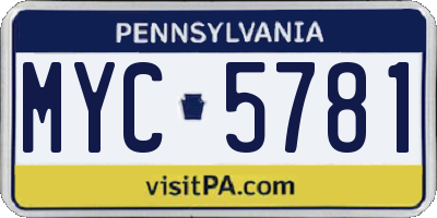 PA license plate MYC5781