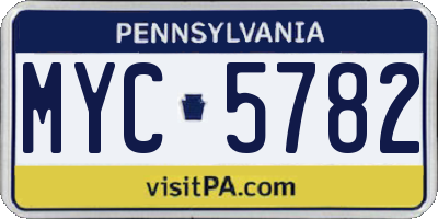 PA license plate MYC5782
