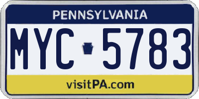 PA license plate MYC5783