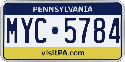 PA license plate MYC5784